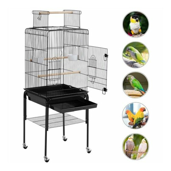 53.5" Play Open Top Parakeet Bird Cage for Parrot with Detachable Rolling Stand  image {3}