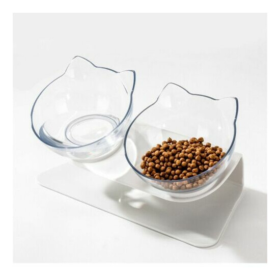 Double Bowls With Raised Stand Non-slip Pet Food And Water Feeder For Cat Dog image {1}
