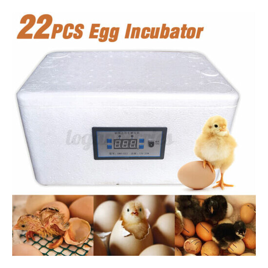 22 Egg Incubator Fully Digital LED Hatch Turning Chicken Quail Poultr image {1}