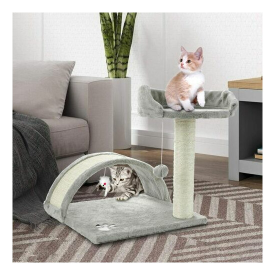 Cat Tree Multi-Level Cat Tower with Sisal Scratching Posts Hammock for Small Cat image {1}
