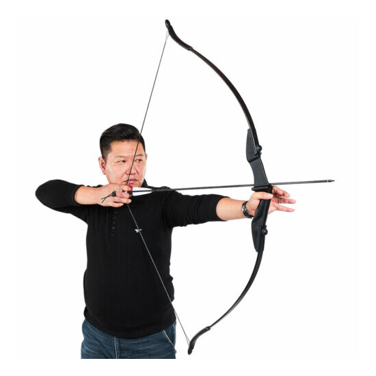 57" Archery Takedown Recurve Bow RH/LH Hunting Target & 12X Fiberglass Arrows image {9}