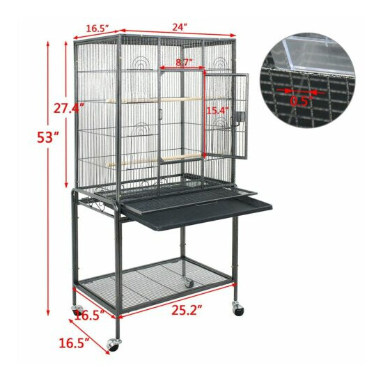 53"Parrot Cage Bird for Cockatiel Parakeet Finch Playtop Gym Perch Stand Black  image {1}