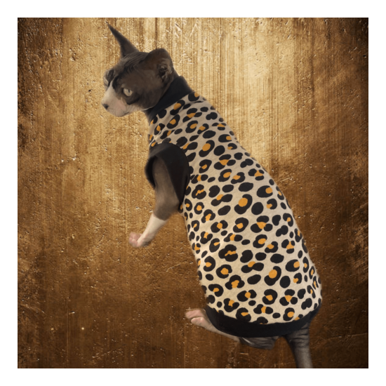 Sphynx Cat Shirt Leopard Print - Clothes Clothing Cotton Coat T Vest Jumper image {1}