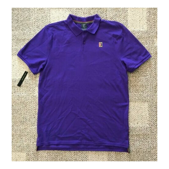 Men's M Slim Fit Nike Court Short Sleeve Tennis Heritage Polo Shirt Purple  Thumb {1}