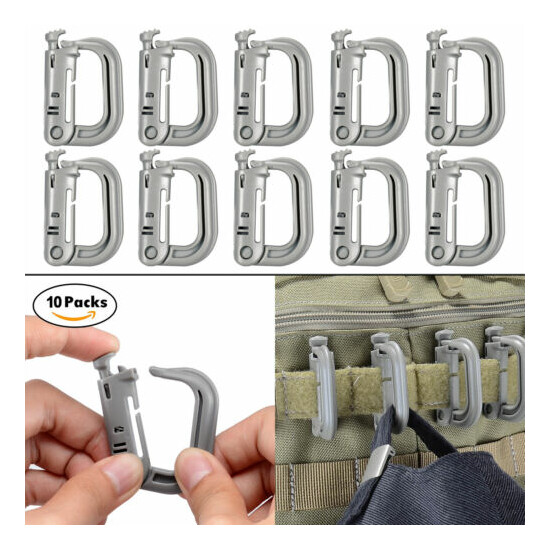 10 Pcs Multipurpose D-Ring Grimloc Locking for Molle Webbing with Zippered Pouch image {25}
