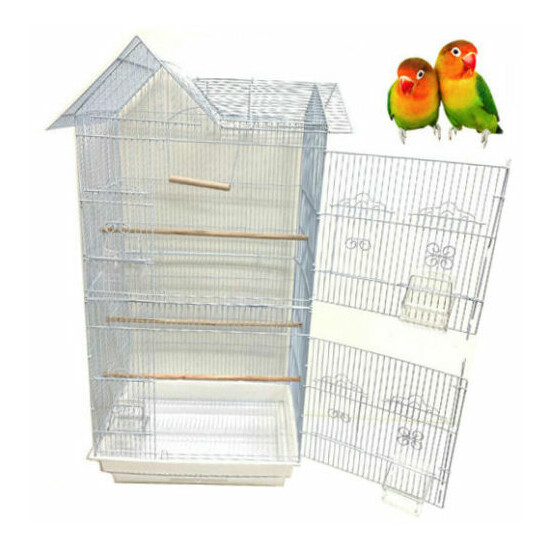Large Double Roof Top Bird Flight Toys Cage Breeding Door Canary Aviary LoveBird image {2}