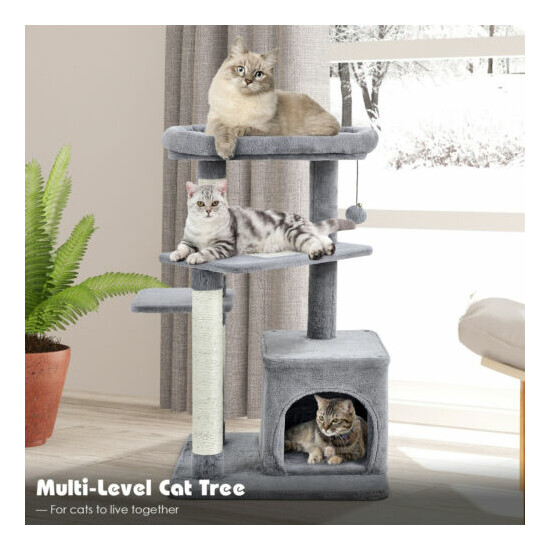 Cat Tree Indoor Activity Cat Tower w/ Perch & Hanging Ball for Play Rest image {4}