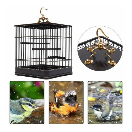 Bird Cage Solid Square Wood Vintage Wooden Pet Nest with Removable Drawers USA image {1}