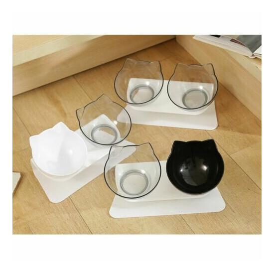 Double Bowls With Raised Stand Non-slip Pet Food And Water Feeder For Cat Dog image {3}
