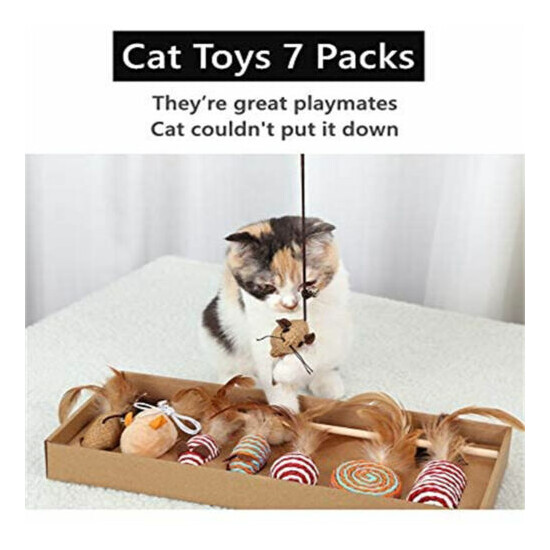 7pcs Cat Teaser Wand Toys Behavior Training Kitty Toy Interactive Toy with Cat  image {2}