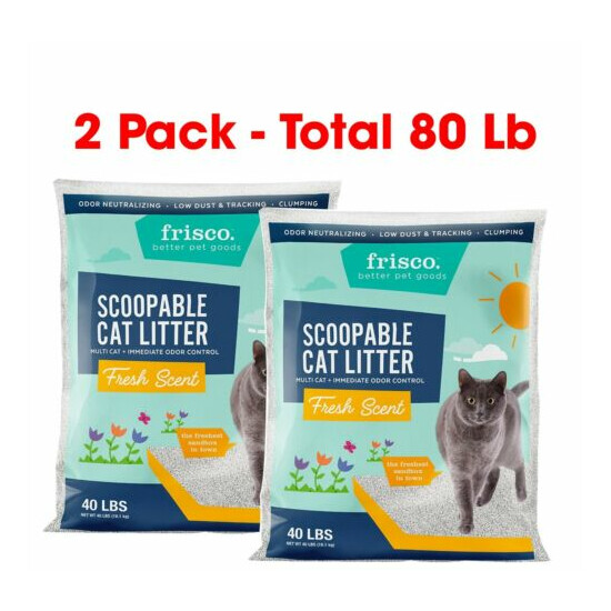 Frisco Multi-Cat Fresh Scented Clumping Clay Cat Litter 40-lb bag, 2 pack image {1}