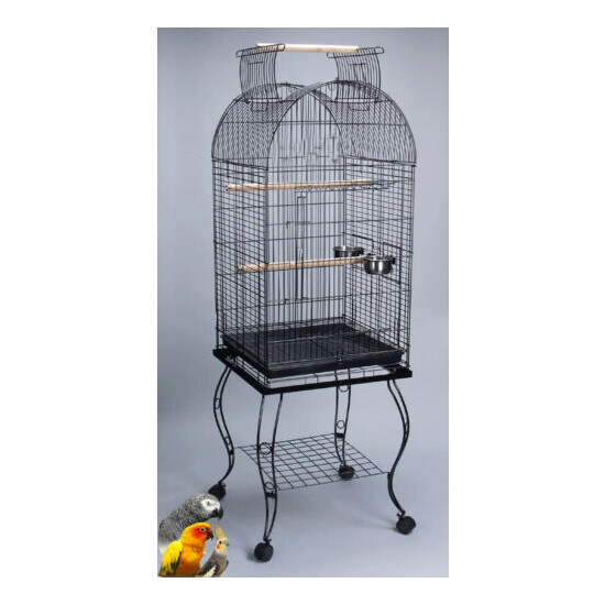 Large Open Dome Top Rolling Stand Parrot Bird Cage Sun Parakeet Conure Quaker image {1}
