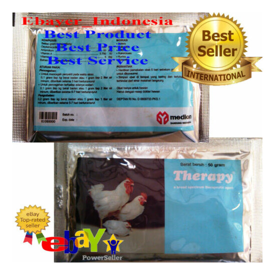 2 Bag @50g THERAPY BROAD SPECTRUM CHEMOTHERAPEUTIC For POULTRY/CHICKEN/DUCK ETC image {1}