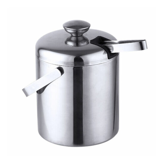 1.3L Stainless Steel Ice Bucket Ice Cube Container Double-walled Insulation  image {5}