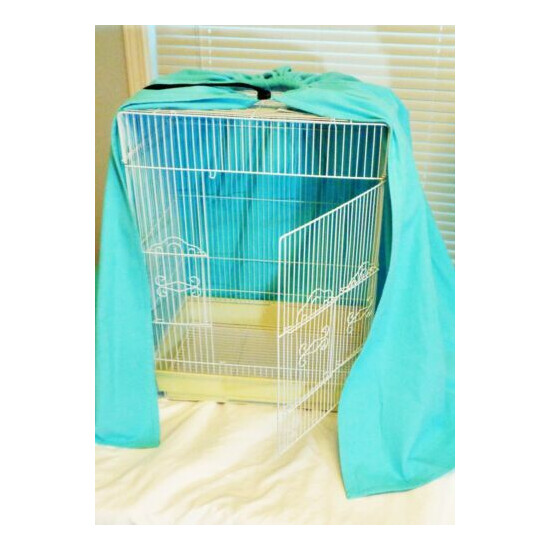 EXTRA LARGE Bird CAGE COVER 100% Cotton Flannel AQUA BLUE image {1}