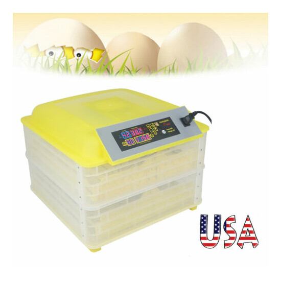 96 Digital Clear Egg Incubator Hatcher Auto Egg Turning Temperature Control FDA image {1}