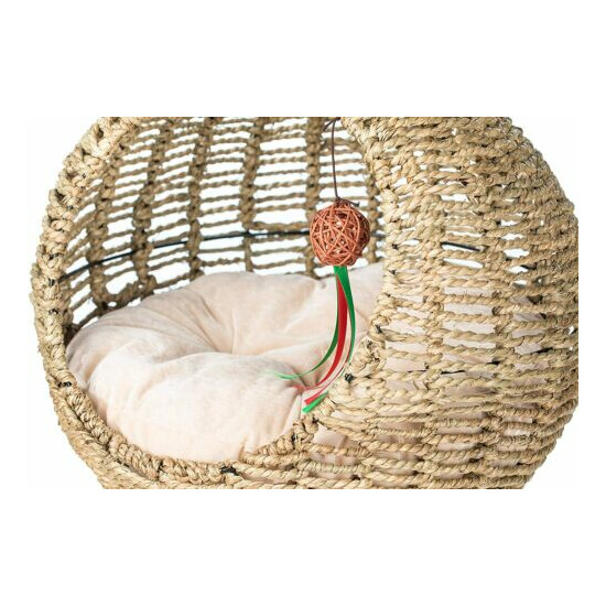 YoSpot Wicker Cat Bed Basket Swinging Pet House Nest for Small Dog Cat image {4}