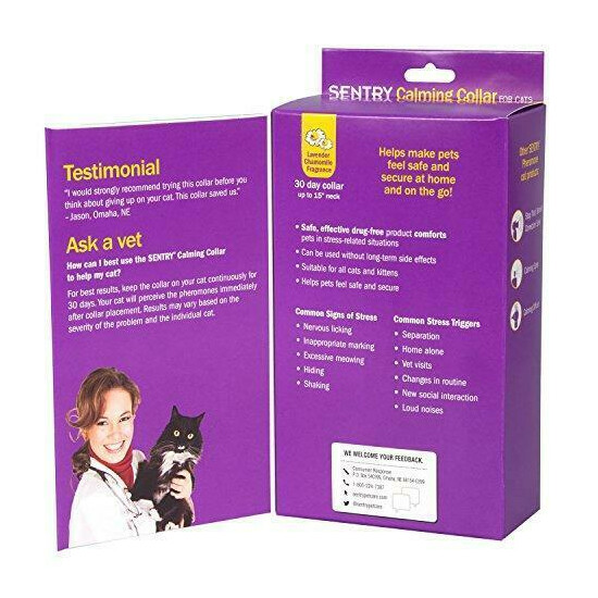 SENTRY Calming Collar for Cats, Up to 15-Inch Neck, Includes Three Cat Calming image {5}