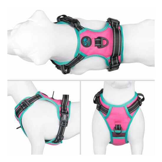 No Pull Dog Harness, Reflective Adjustable Vest, with a Training Handle M Pink  image {2}