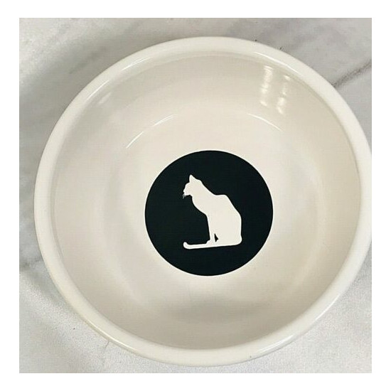 Petco Set of 2 Cat Walk Black White Bowl Dish Ceramic 5" & Storage Box Cats 912 image {3}
