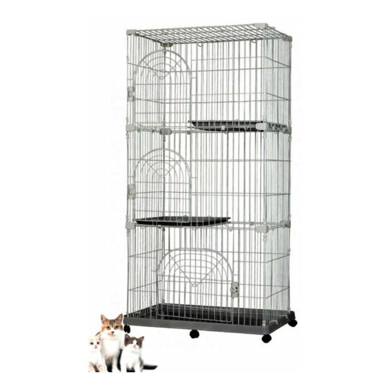 XLarge Deluxe 3-Tiers Indoor & Outdoor Wire Condo Pet Cat Kitten Kitty Playpen  image {1}