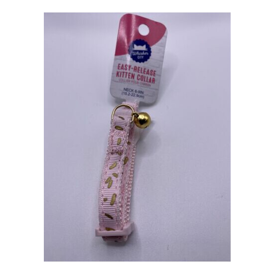 Whisker City Easy-Release Kitten Collar 6-9” Pink & Gold NWTs image {1}