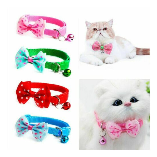 Lucky Pet Collar Adjustable Colorful Collar Necktie Kitten Necklace Bowknot Bell image {1}