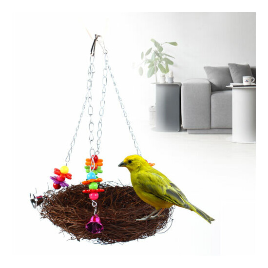 20cm Swing Hanging Chew Toy Pet Birds Rattan Plaited Weave Birds Nest New image {2}