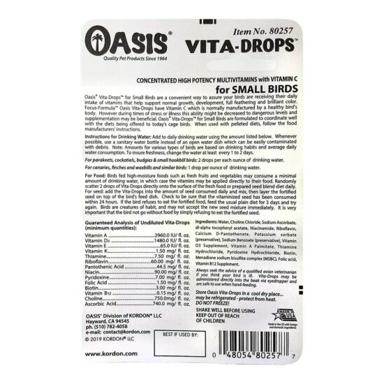 Oasis Vita-Drops for Small Birds 2oz (Free Shipping in USA) image {4}