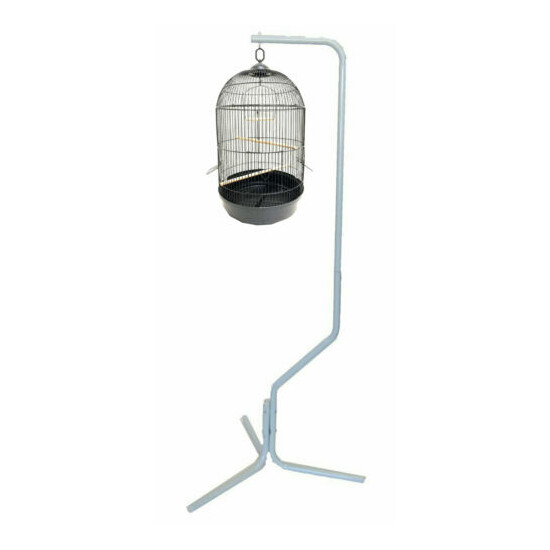 Pet Products Tubular Steel Hanging Bird Cage Three Leg Stand with Metal Hook WT image {1}
