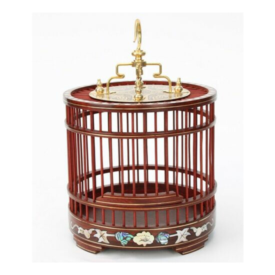 17cm Rosewood Carved Chinese Classical Bird Cricket Cage Home Decoration Crafts image {2}