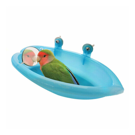 Parrot Bathtub With Mirror Pet Cage Accessories Bird Mirror Bath Shower BoxU Wf image {1}
