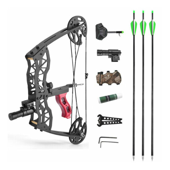 16" Mini Compound Bow Arrow Set 25lbs Fishing Hunting Archery Right Left Hand image {1}