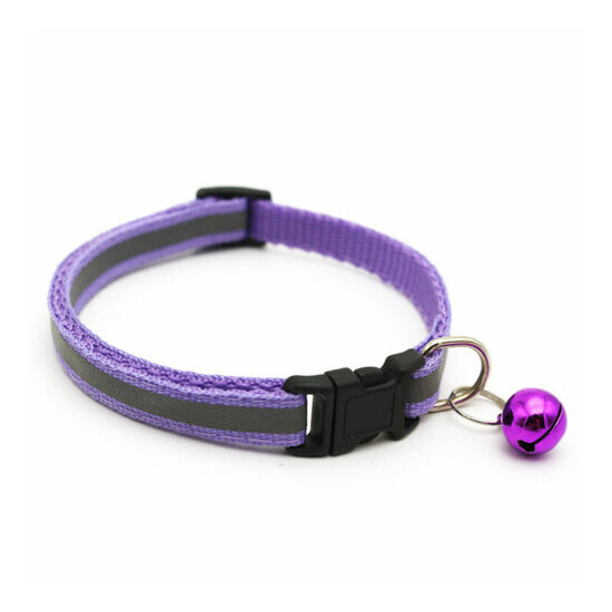 Cute Multicolor Nylon Pet Reflective Patch Collar Cat Dog Safety Collar Bell image {4}