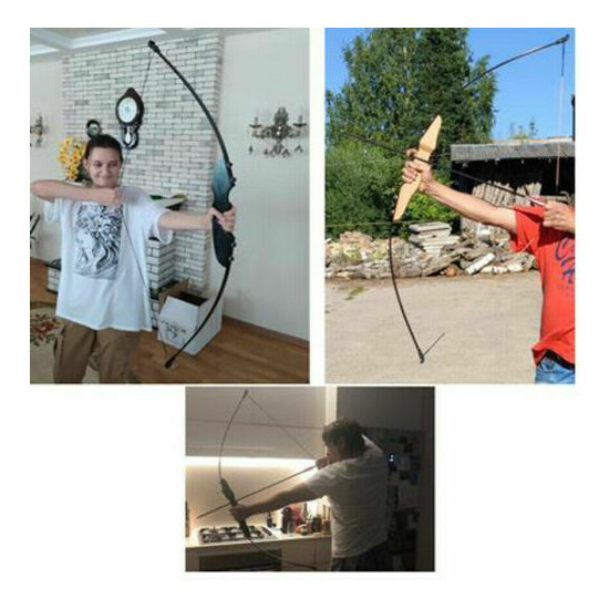 US 30LbS Black 51'' Straight Bow Archery For Youth Shooting Practice image {3}