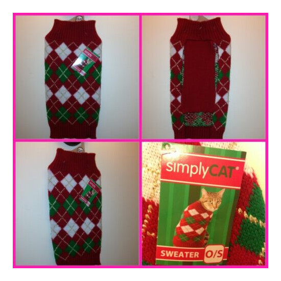 Simply Cat Warm Christmas Sweater red, white green Persian Himalayan size 0 / S image {1}