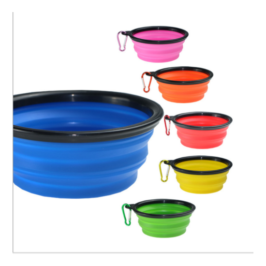 Portable Travel Foldable Pet Dog Bowl for Food & Water Dish Random Color image {2}