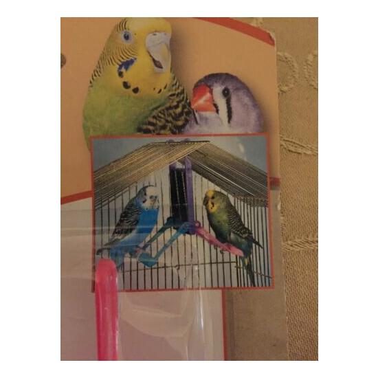 Parakeet Mirror Landing Perch Made for One or Two Birds Used image {1}