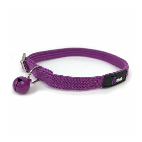 Cattitude Flexi Stretch Safety Cat Collar with Bell - Purple image {1}