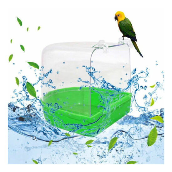 PVC Pet Bird Parrot Transparent Bathing Bathtub Shower Box Hanging Cage Decor image {1}