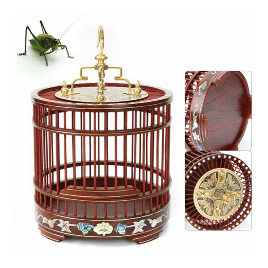 Hand Crafts Red Sandalwood Cage Grasshopper Insect Cricket Cage Container Gifts image {1}