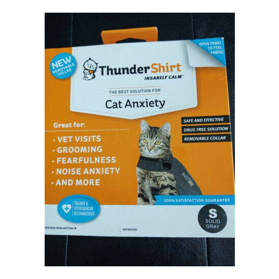 ThunderShirt Classic Cat Anxiety Jacket, Solid Gray, Small. NEW!!! image {1}