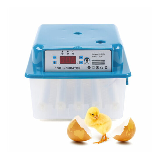 16 Egg Automatic Intelligent Incubator Flip and Hatching Variouis Eggs image {1}