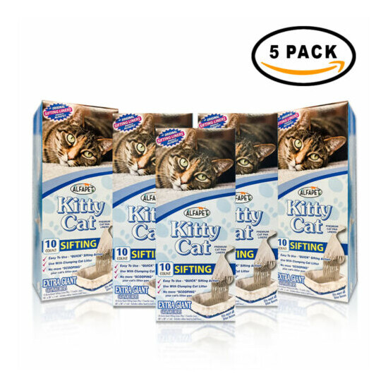 Kitty Cat Alfapet Sifting Litter Box Liners-5 packs with 10 filters in each pack image {1}