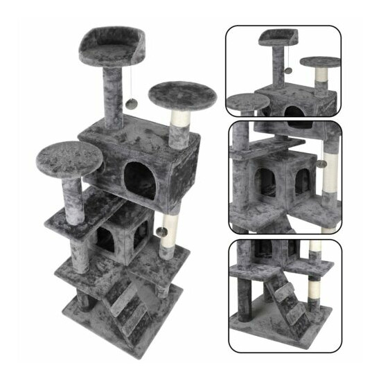 Activity Center Large Playing House 53" STURDY Cat Tree Tower Condo For Rest image {1}