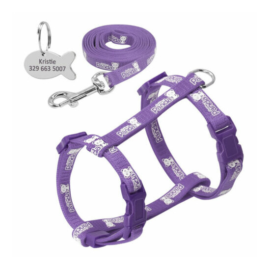Safety Pet Cat Walking Harness Collar Vest Leash set with Free Personalized Tag image {7}