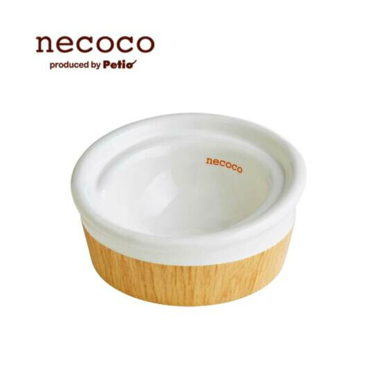 Petio Necoco Wood Grain Ceramic Cat Inclined Feeding Bowl Wet/Dry Food Bowl image {4}