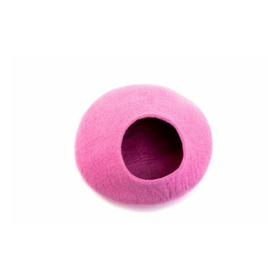 Taffy Pink Felted Cat Cave - Handmade Cat House- Modern Pet Furniture From Nepal image {2}