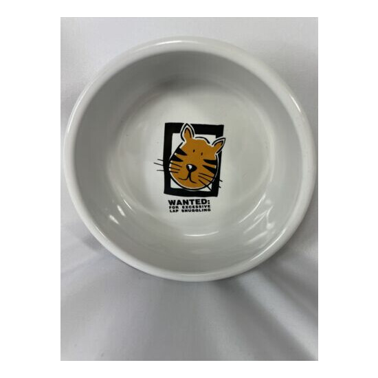 Signature Cat bowl Mug shots Pet Stoneware by Riviera Van Beers WANTED for 5" image {2}