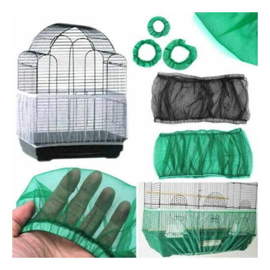 Nylon Mesh Bird Cage Cover Shell Skirt Net Easy Cleaning Seed Catcher Guard Bird image {1}